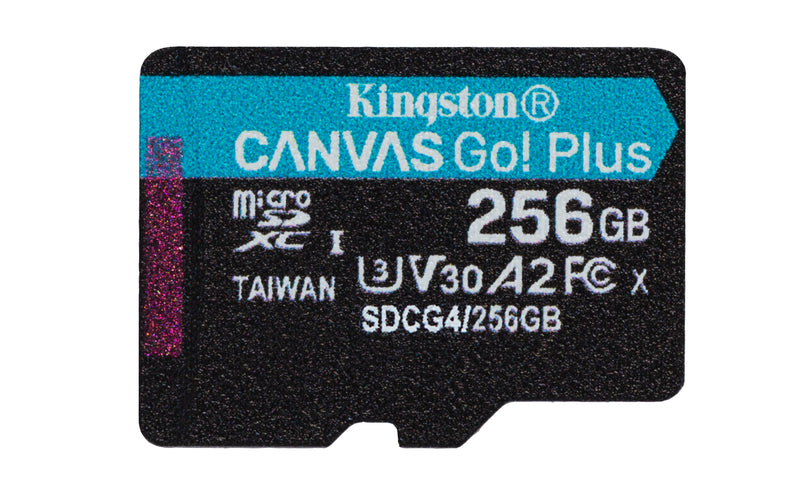 Kingston Technology Carte microSDXC Canvas Go Plus Gen4 200 Mo/s A2 U3 V30 256 Go + adaptateur