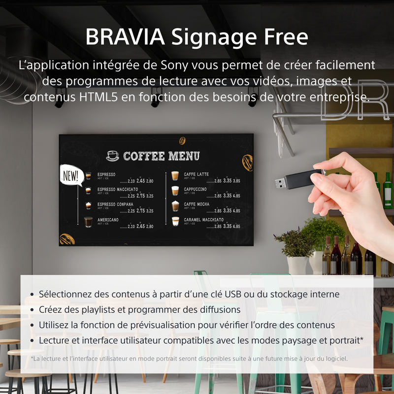 Sony FW-65EZ20L Écran d'affichage dynamique Écran plat de signalisation numérique 165,1 cm (65") LCD Wifi 350 cd/m² 4K Ultra HD Noir Android 16/7