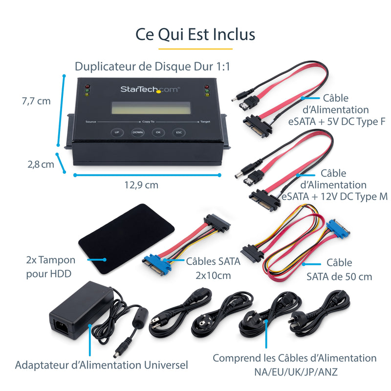 StarTech.com Duplicateur de Disque Dur Autonome 1:1 avec Gestionnaire d'Images pour la Sauvegarde et la Restauration, Stockage de Plusieurs Images de Disque sur un Disque SATA 2,5/3,5", Cloneur de HDD/SSD