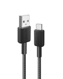 322 USB-A to USB-C Cable Nylon 0.9M Blac