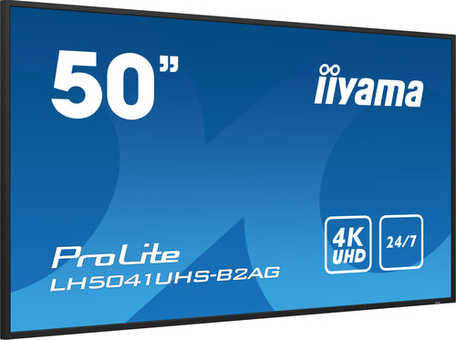 iiyama LH5041UHS-B2AG Digitaal Signage-scherm, 127 cm (50") LCD, 500 cd/m², 4K Ultra HD, Zwart, 24/7