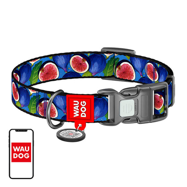 Waudog "Fig" nylon hondenhalsband met QR-code, maat XL