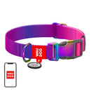 Waudog nylon hondenhalsband met QR-code, paars, maat M