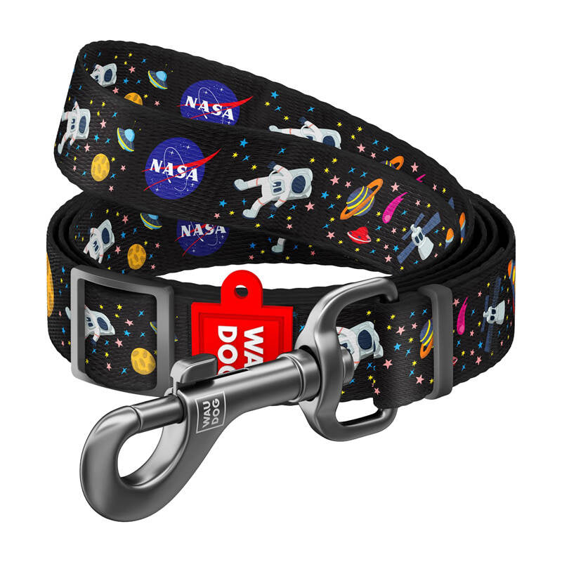 Waudog nylon hondenriem, patroon "NASA21", breedte 20 mm, lengte 122 cm.