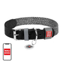 Hondenhalsband van natuurlijk leer en gerecycled materiaal met QR-code Waudog maat L, breedte 25 mm, zwart