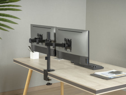 Equip draaibare bureausteun voor twee 17-32 inch monitoren, zwart