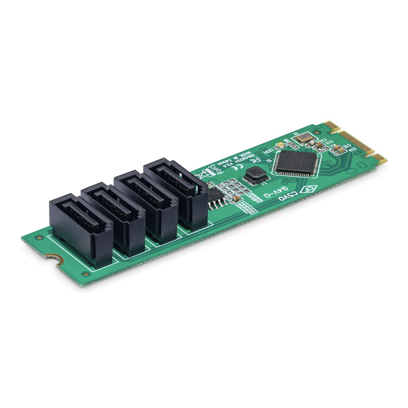StarTech.com 4-poorts M.2 naar SATA-adapterkaart, M.2 PCIe 3.0 naar SATA HDD/SSD-uitbreidingskaart, ASM1064-chipset, M.2 NVMe naar 4x HDD/SSD voor Windows/macOS/Linux