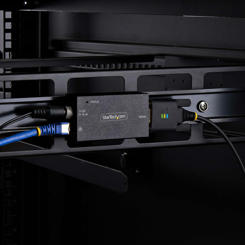 StarTech.com Adaptateur Série vers Ethernet à 1 Port, Serveur de Périphériques Série IP pour Périphériques RS232 Distants, Montage Mural/sur Rail DIN, Boîtier Métallique, Convertisseur Série RJ45 LAN vers DB9, TAA