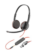 Poly Micro-casque Blackwire 3225 stéréo USB-C + connexion 3,5 mm + adaptateur USB-C/A