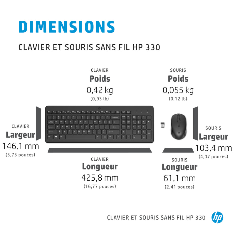 HP Ensemble combiné clavier et souris sans fil 330