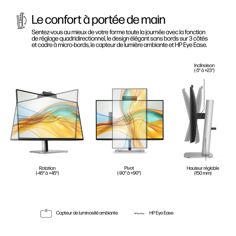 HP Series 5 Pro Écran pour visioconférence FHD USB-C 23,8 pouces – 524pm