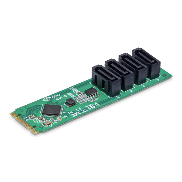 StarTech.com 4-poorts M.2 naar SATA-adapterkaart, M.2 PCIe 3.0 naar SATA HDD/SSD-uitbreidingskaart, ASM1064-chipset, M.2 NVMe naar 4x HDD/SSD voor Windows/macOS/Linux
