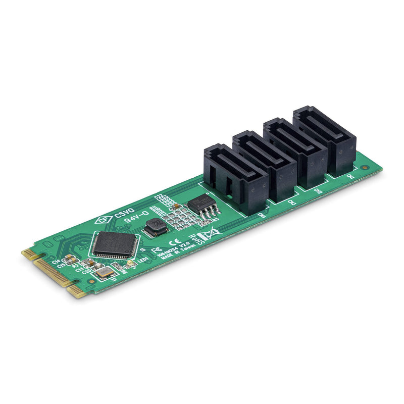 StarTech.com 4-poorts M.2 naar SATA-adapterkaart, M.2 PCIe 3.0 naar SATA HDD/SSD-uitbreidingskaart, ASM1064-chipset, M.2 NVMe naar 4x HDD/SSD voor Windows/macOS/Linux