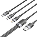 USB 2.0 A male to 3-in-1 USB-C, Lightning and Micro-B male cable Vention 3A CTPBG 1.5m
