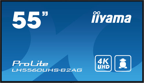 iiyama LH5560UHS-B2AG 54,6" (138,7 cm) Digitaal A-kaart Dynamisch display LED Wifi 500 cd/m² 4K Ultra HD Zwart Geïntegreerde processor Android 11 24/7