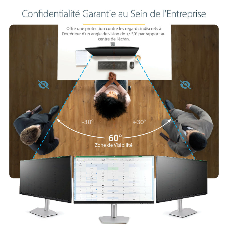 StarTech.com Filtre de Confidentialité pour Ordinateur Portable 23,6 pouces 16:9 - Écran de Confidentialité Antireflet avec Réduction de Lumière Bleue de 51% Protecteur d'Écran PC avec Angle de Vision de +/- 30°
