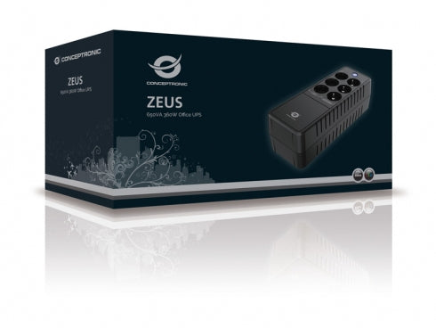 Conceptronic ZEUS05E Uninterruptible Power Supply, Standby, 0.65 kVA, 360 W, 6 AC outputs