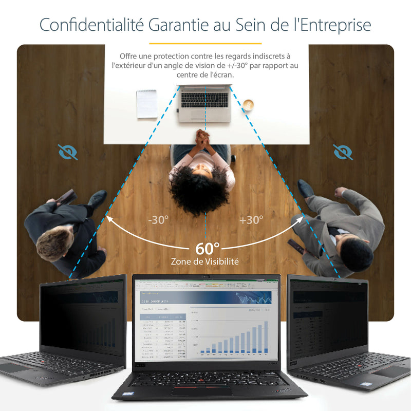 StarTech.com Filtre de Confidentialité pour Ordinateur Portable 17,3 pouces 16:9 - Écran de Confidentialité Antireflet avec Réduction de Lumière Bleue de 51% Protecteur d'Écran PC avec Angle de Vision de +/- 30°