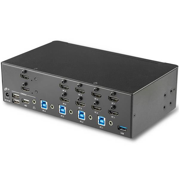 StarTech.com Switch KVM double affichage HDMI 4K 30 Hz à 4 ports avec hub USB intégré