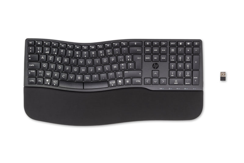 HP 680 Comfort Dual-Mode Keyboard clavier Maison RF sans fil + Bluetooth AZERTY Belge Noir