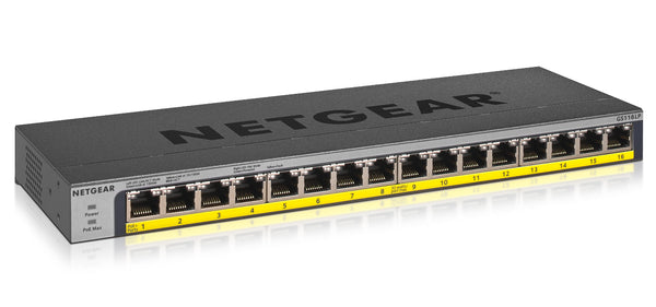 NETGEAR GS116LP Unmanaged Gigabit Ethernet (10/100/1000) Ethernet connection, supporting Power over Ethernet (PoE) Black