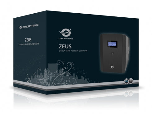 Conceptronic ZEUS03E Uninterruptible Power Supply, Line Interactivity, 1.2 kVA, 720 W, 6 AC Outputs