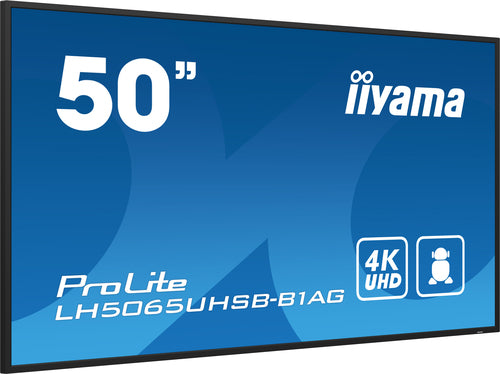 iiyama LH5065UHSB-B1AG Digital Signage Display, 49,5" (125,7 cm) LCD, 800 cd/m², 4K Ultra HD, zwart, ingebouwde Android 11, 24/7