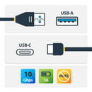 StarTech.com Câble de Charge USB-A vers USB-C de 50cm, USB 10Gbps, Charge et Synchronisation, 3A - Cordon de Charge USB