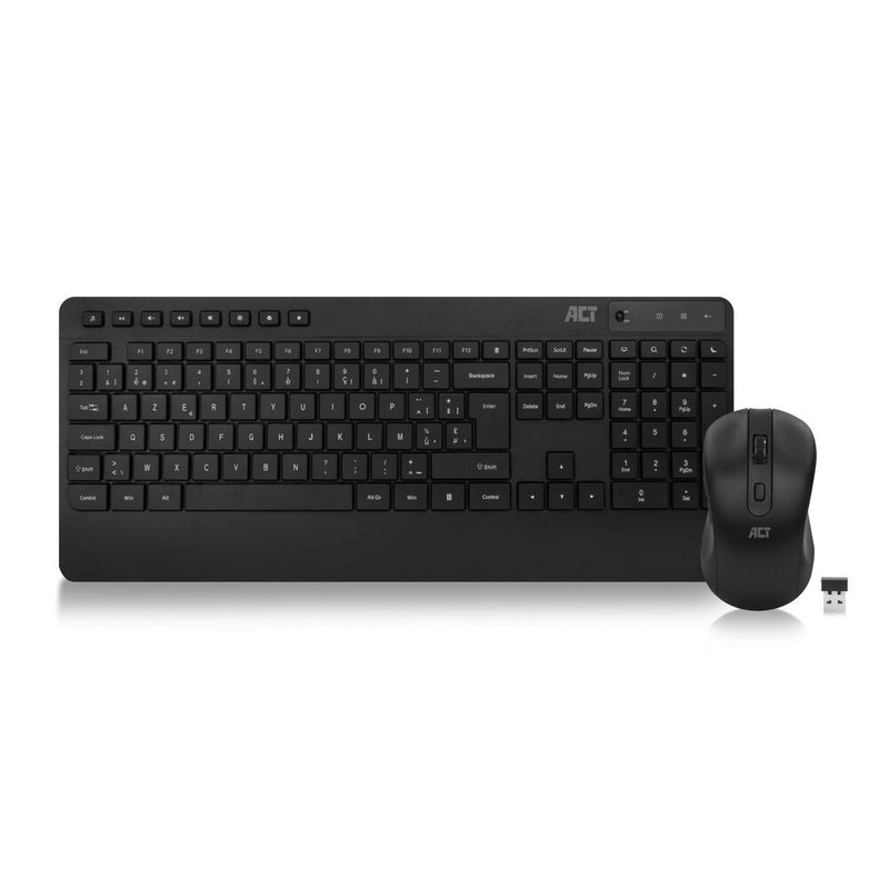 ACT Ensemble clavier et souris sans fil (Azerty), clic silencieux, écologique, fabriqué à partir de matériaux recyclés