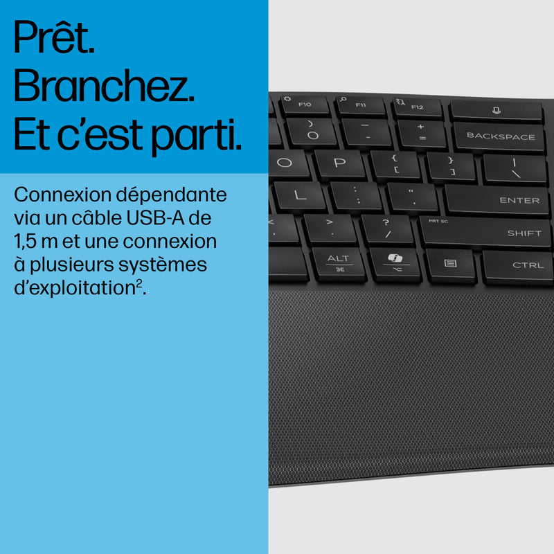 HP 485 CFT WD KBD clavier Bureau USB Noir