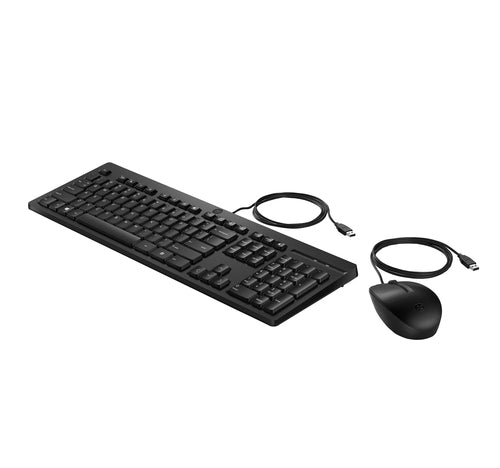 HP 225 Wired Mouse and KB G2 Belgium - English localization AZERTY BE - Maus - AZERTY clavier Souris incluse Bureau USB Noir
