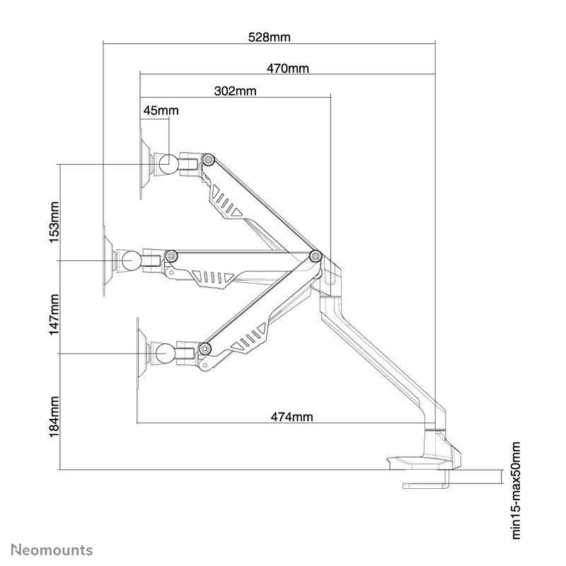 Neomounts FPMA-D750WHITE Support d'écran à fixer 10-32" - ressort à gaz - Topfix