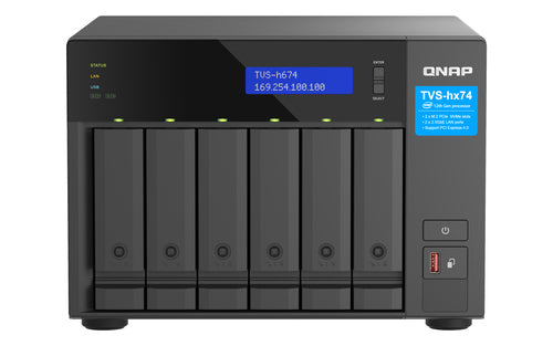 QNAP TVS-H674T-I5-32G NAS Tower-opslagserver Intel® Core™ i5 i5-12400 32 GB DDR4 HDD QNAP QTS Zwart