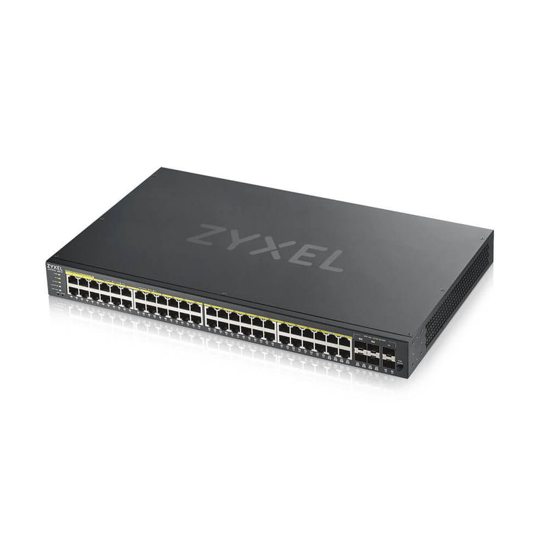 Zyxel GS1920-48HPV2 Géré Gigabit Ethernet (10/100/1000) Connexion Ethernet, supportant l'alimentation via ce port (PoE) Noir