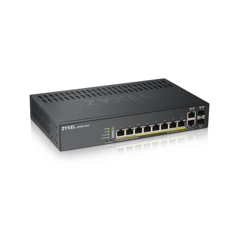 Zyxel GS1920-8HPV2 Beheerde Gigabit Ethernet (10/100/1000) Ethernet-verbinding, ondersteunt Power over Ethernet (PoE) Zwart