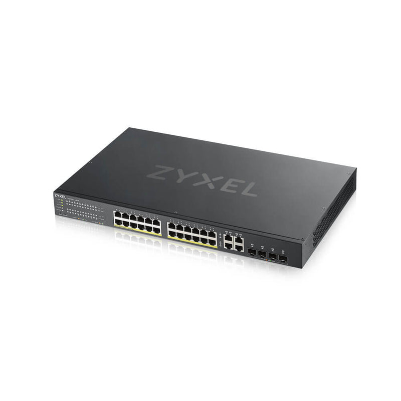 Zyxel GS1920-24HPV2 Managed Gigabit Ethernet (10/100/1000) Ethernet-verbinding, ondersteunt stroom via deze poort (PoE) Zwart