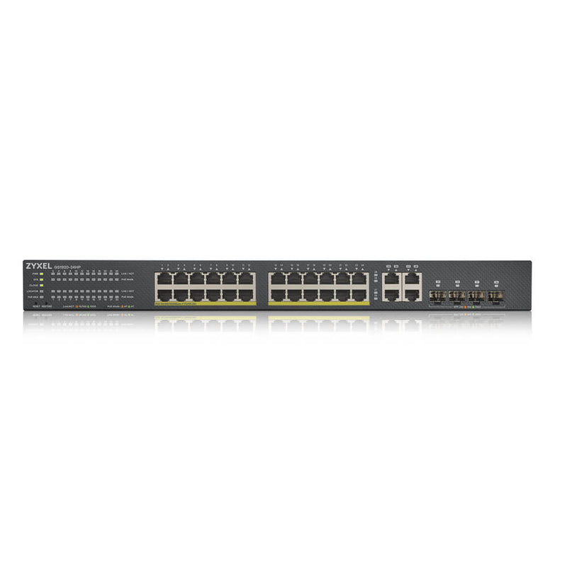Zyxel GS1920-24HPV2 Managed Gigabit Ethernet (10/100/1000) Ethernet-verbinding, ondersteunt stroom via deze poort (PoE) Zwart