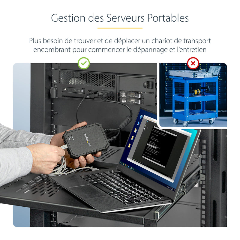 StarTech.com Adaptateur crash cart pour PC portable avec boîtier durable - Console KVM USB avec transfert de fichier et acquisition vidéo
