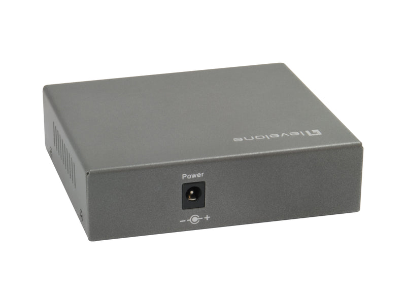 LevelOne GEP-0523 Gigabit Ethernet (10/100/1000) Network Switch, Ethernet Connection, Supports Power over Ethernet (PoE), Black