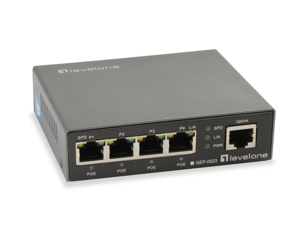 LevelOne GEP-0523 Gigabit Ethernet (10/100/1000) Network Switch, Ethernet Connection, Supports Power over Ethernet (PoE), Black