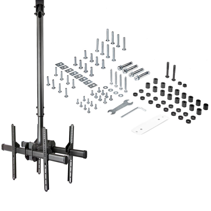 StarTech.com Dual TV Ceiling Mount - Back-to-Back Dual Screen Suspended Mount with Adjustable Telescopic Pole - Tilt/Swivel/Rotate - VESA Mount for 32"-75" Screens