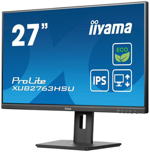 iiyama ProLite XUB2763HSU-B1 27" (68,6 cm) PC-flatpanelmonitor, 1920 x 1080 pixels, Full HD LED, zwart