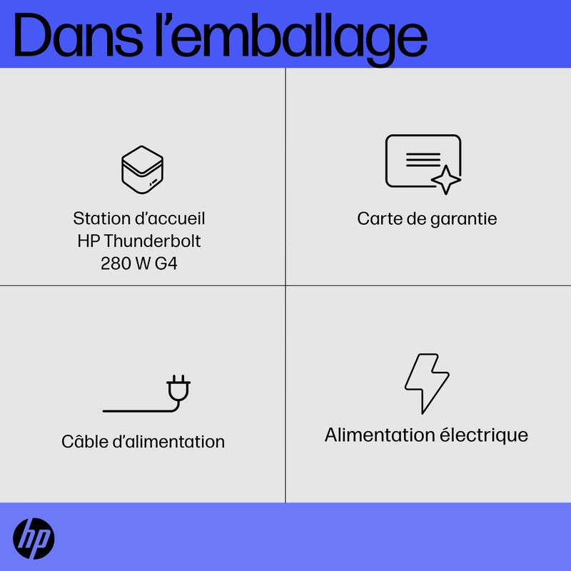 HP Station d’accueil Thunderbolt 280 W G4 avec câble combo