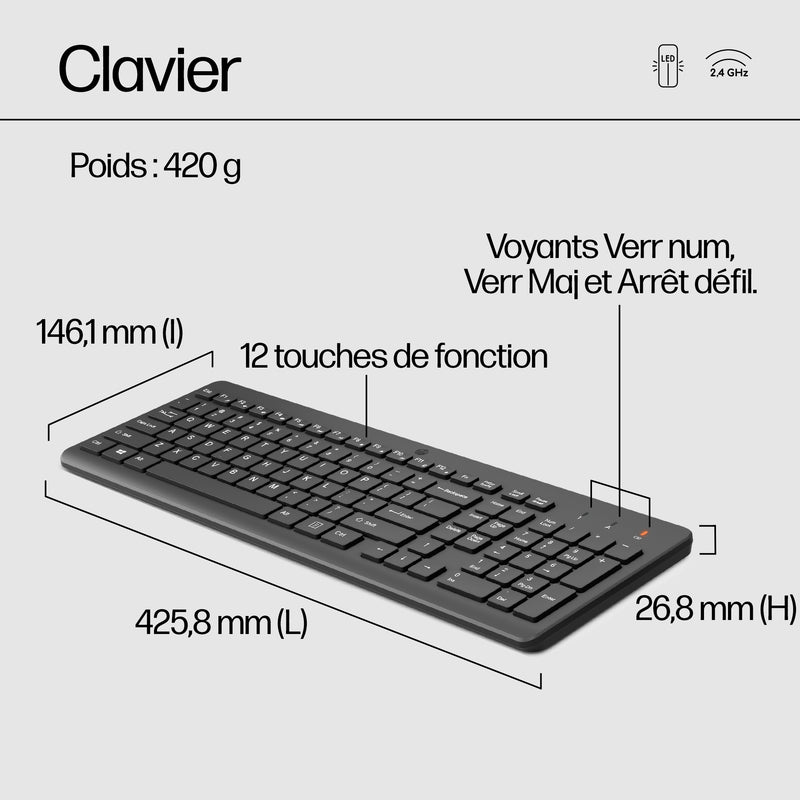 HP Ensemble combiné clavier et souris sans fil 330