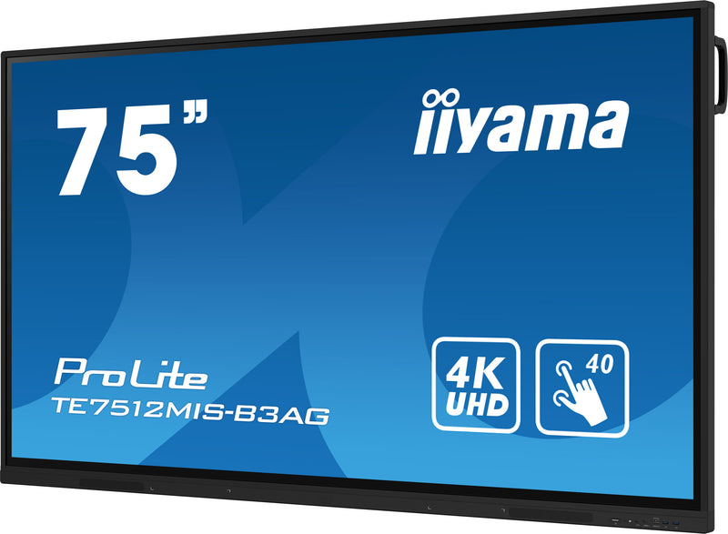 iiyama TE7512MIS-B3AG Kiosk-stijl 190,5 cm (75") LCD Digital Signage Display, Wi-Fi, 400 cd/m², 4K Ultra HD, Zwart, Touchscreen, Geïntegreerde processor, Android 11, 24/7