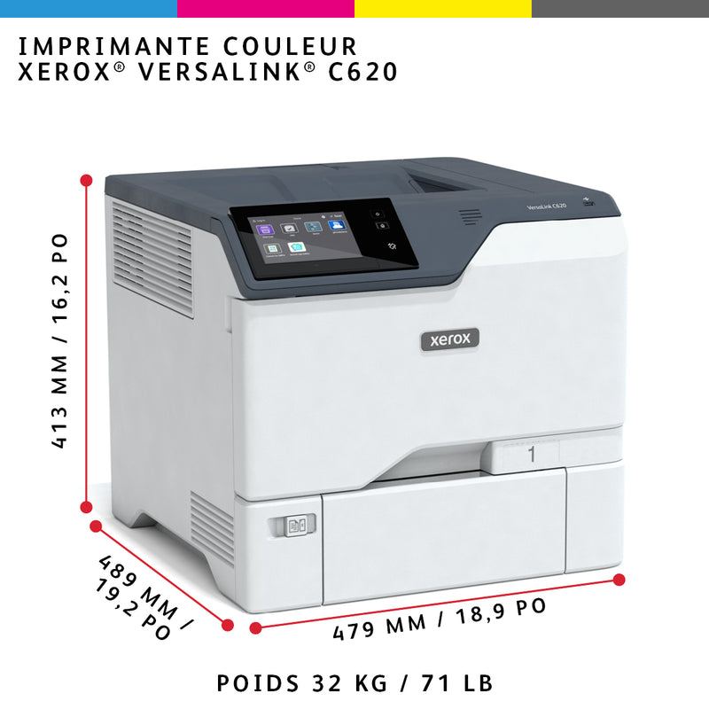 Xerox VersaLink C620 - Imprimante recto verso A4 50 ppm, PS3 PCL5e/6, 2 magasins 650 feuilles