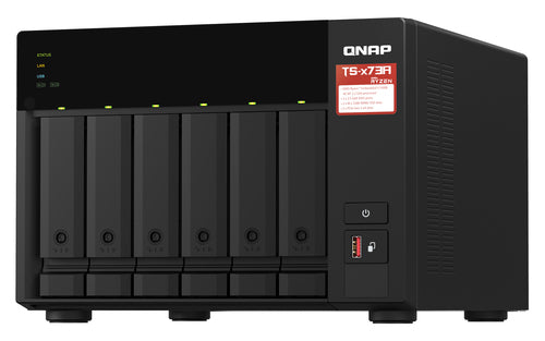 QNAP TS-673A NAS Tower Ryzen Embedded V1500B 8 Go DDR4 0 To QNAP Turbo System Noir