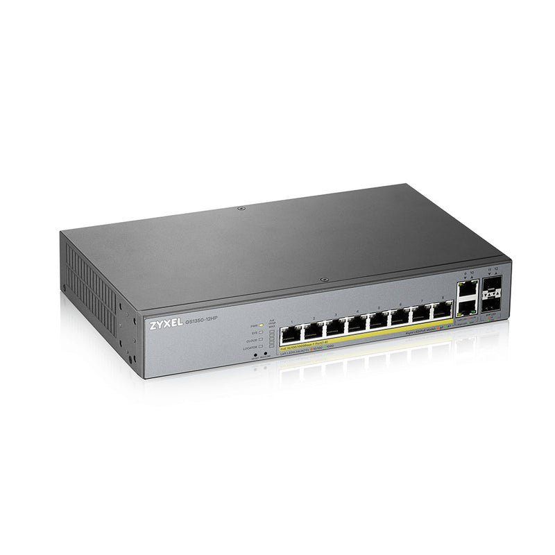 Zyxel GS1350-12HP-EU0101F Gigabit Ethernet (10/100/1000) beheerde L2-netwerkswitch, Ethernet-verbinding, ondersteunt Power over Ethernet (PoE), grijs