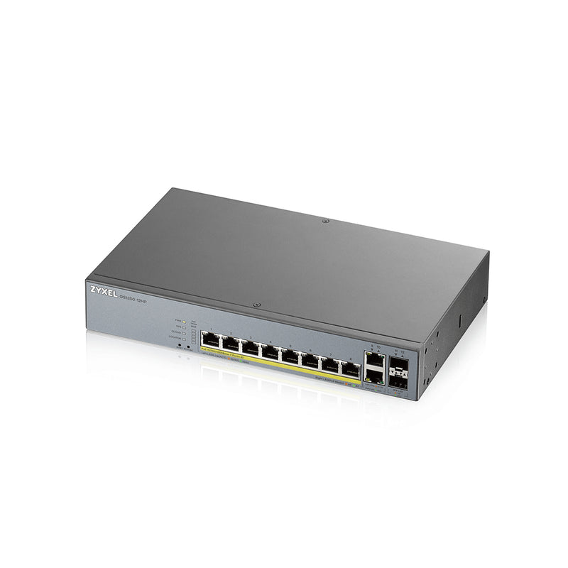 Zyxel GS1350-12HP-EU0101F Gigabit Ethernet (10/100/1000) beheerde L2-netwerkswitch, Ethernet-verbinding, ondersteunt Power over Ethernet (PoE), grijs