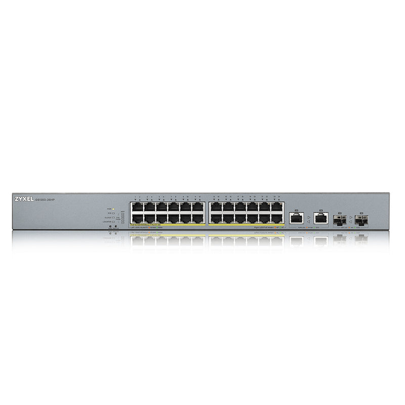 Zyxel GS1350-26HP-EU0101F Gigabit Ethernet (10/100/1000) beheerde L2-netwerkswitch, Ethernet-verbinding, ondersteunt Power over Ethernet (PoE), grijs